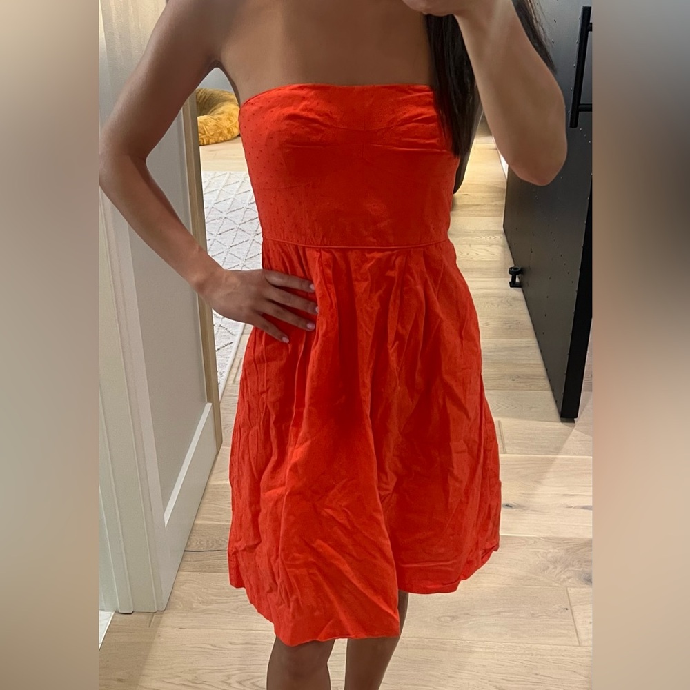 J. Crew Strapless Red Orange Sundress